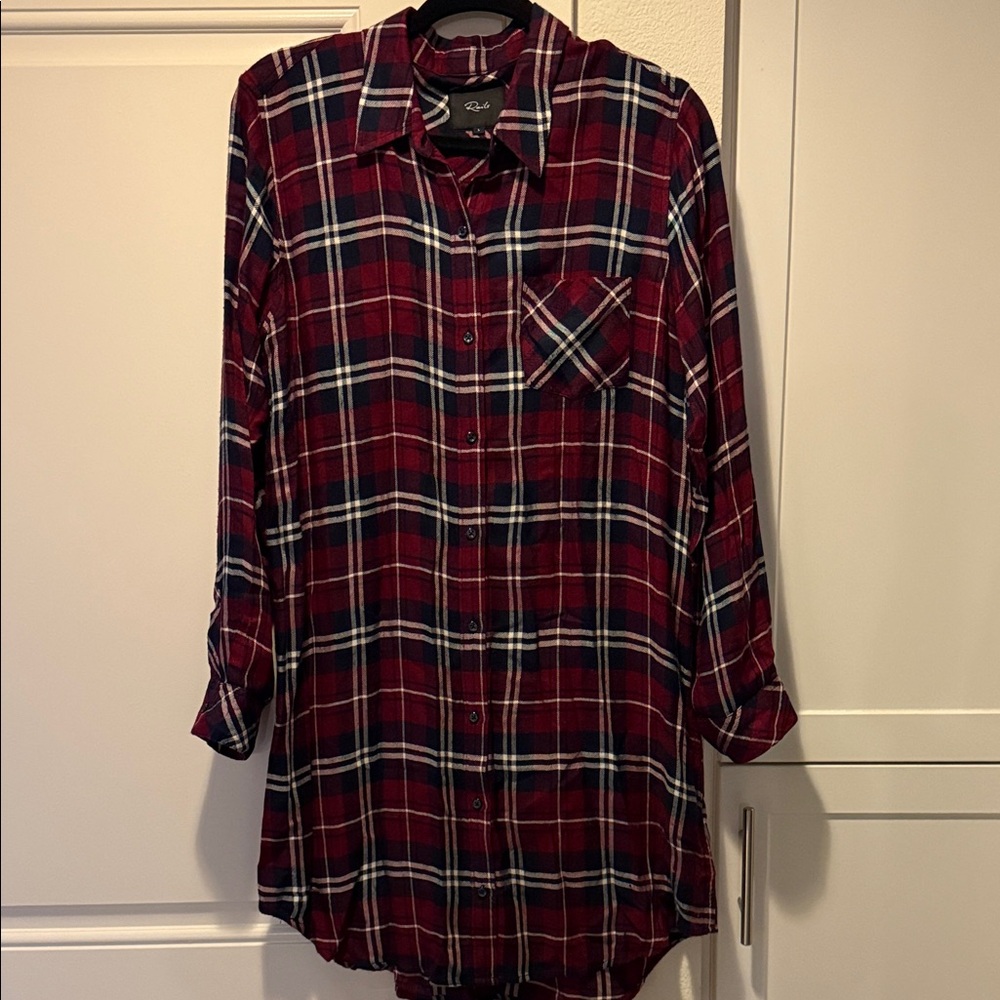 Rails Red and Blue Plaid Long Sleeve Dress